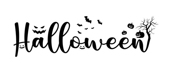 halloween text decoration design vector isolated on white background