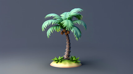 Obraz premium Glittering Palm isometric tree 3D