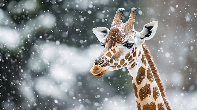giraffe isolated on winter background