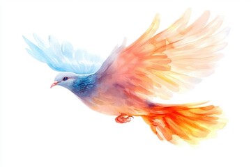 Obraz premium A vibrant watercolor painting of a bird in flight, showcasing dynamic colors and fluid motion.