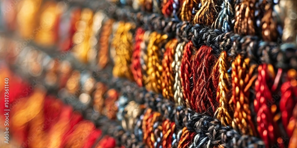 Aufkleber a close up of a colorful piece of fabric with many different colored threads