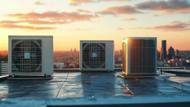 Rooftop HVAC Units at Sunset