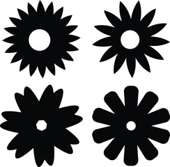 Icons of spring flower isolated on white. Cute illustrations in black for stickers, labels, postcards, scrapbooking. Floral icon. Flowers, and leaves line art icons. flowers design.
