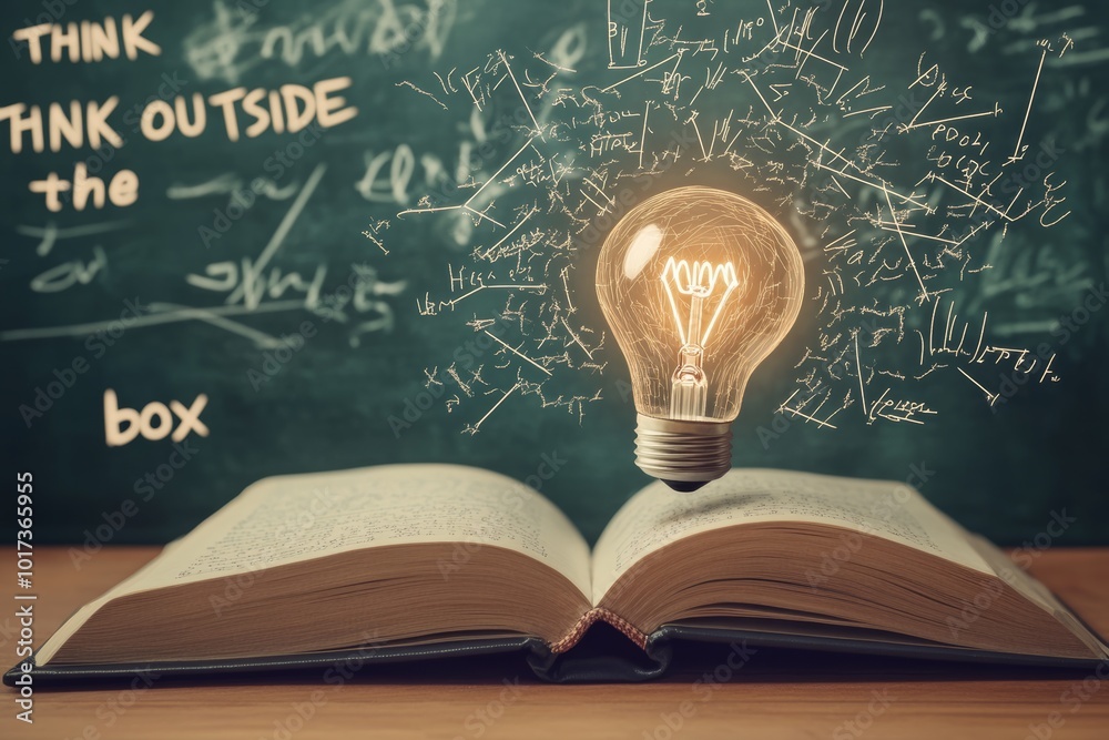 Poster A light bulb glowing above a book with the text 