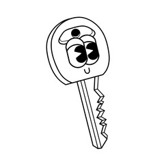 Doodle cute character key sticker illustration outline