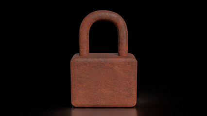 Fototapeta premium The Rusty lock for Cybersecurity or technology concept 3d rendering..