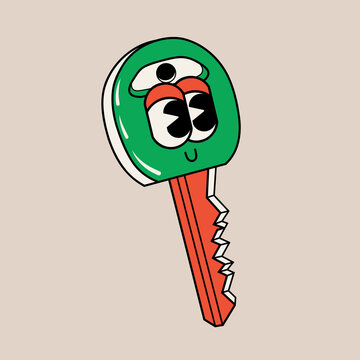 Naklejki Doodle cute character key sticker illustration