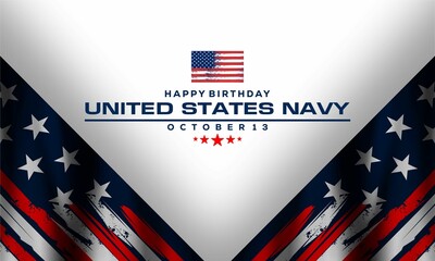 Happy birthday US Navy October 13 background Vector banner 