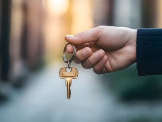 Real estate agent giving keys to new homeowner, symbolizing successful purchase and secure future