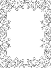 All these designs are hand-drawn and unique 
Flower Border Beautiful black and white illustration for adult coloring book,
This is a printable Beautiful Zentangle Coloring page for KDP Interior, POD p