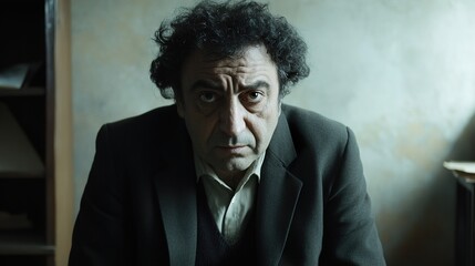 Intense Portrait of a Man in Shadow