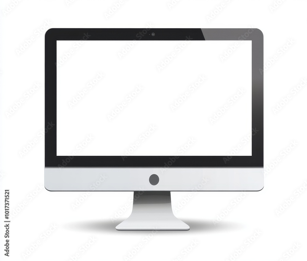Aufkleber a sleek, modern desktop computer with a blank white screen isolated on a white background. the compu
