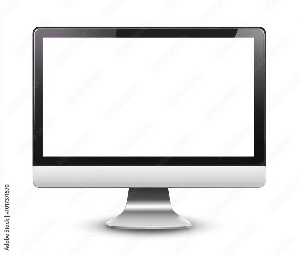 Poster a modern, sleek black and silver computer monitor with a blank screen.