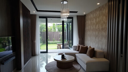 Fototapeta premium A photo of the interior design for a small living room