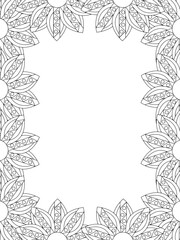 Fototapeta premium All these designs are hand-drawn and unique Flower Border Beautiful black and white illustration for adult coloring book, This is a printable Beautiful Zentangle Coloring page for KDP Interior, POD p