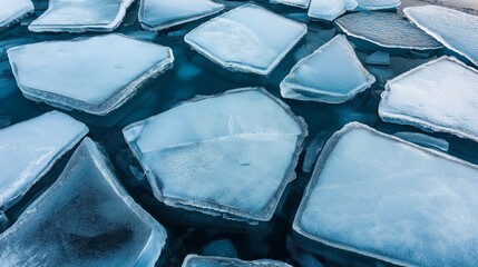 ice blocks floating in the water in an arctic decor