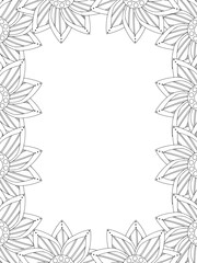 All these designs are hand-drawn and unique 
Flower Border Beautiful black and white illustration for adult coloring book,
This is a printable Beautiful Zentangle Coloring page for KDP Interior, POD p