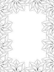 All these designs are hand-drawn and unique 
Flower Border Beautiful black and white illustration for adult coloring book,
This is a printable Beautiful Zentangle Coloring page for KDP Interior, POD p
