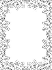All these designs are hand-drawn and unique 
Flower Border Beautiful black and white illustration for adult coloring book,
This is a printable Beautiful Zentangle Coloring page for KDP Interior, POD p