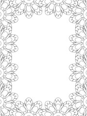 All these designs are hand-drawn and unique 
Flower Border Beautiful black and white illustration for adult coloring book,
This is a printable Beautiful Zentangle Coloring page for KDP Interior, POD p