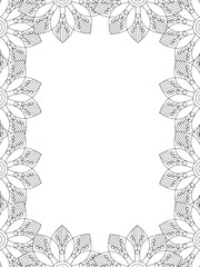 All these designs are hand-drawn and unique 
Flower Border Beautiful black and white illustration for adult coloring book,
This is a printable Beautiful Zentangle Coloring page for KDP Interior, POD p