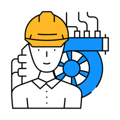industrial mechanic repair worker line icon vector. industrial mechanic repair worker sign. isolated symbol illustration