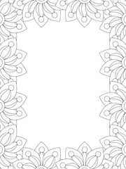 All these designs are hand-drawn and unique 
Flower Border Beautiful black and white illustration for adult coloring book,
This is a printable Beautiful Zentangle Coloring page for KDP Interior, POD p