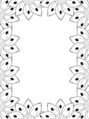 All these designs are hand-drawn and unique 
Flower Border Beautiful black and white illustration for adult coloring book,
This is a printable Beautiful Zentangle Coloring page for KDP Interior, POD p