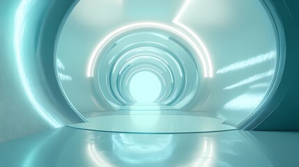 Obraz premium Digital Technology Blue Circular Poster Background with generative