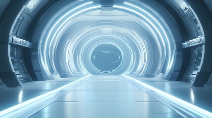 Fototapeta premium Digital Technology Blue Circular Poster Background with generative