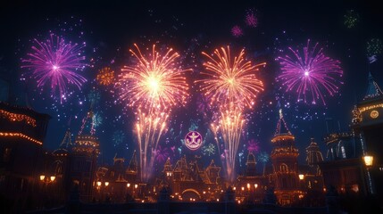 Night Sky Fireworks Display