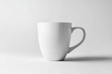 Obraz premium White ceramic mug with a handle on a white background.