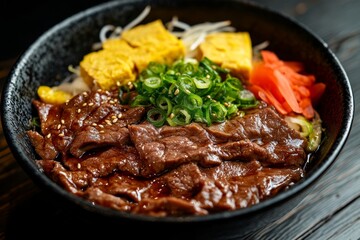 Fototapeta premium Japanese Beef Bowl with Toppings