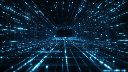 Obraz premium Abstract digital network background with blue glowing lines.