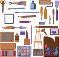 Colorful Art Supplies Illustration Set