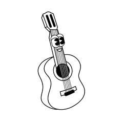Obraz premium Doodle cute character illustration guitar sticker outline.