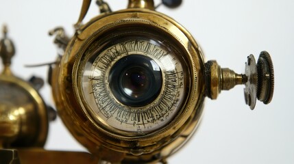Vintage Brass Camera Lens Close-up: A Glimpse into the Past