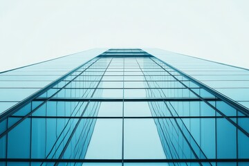 Fototapeta premium A low angle shot of a modern building with glass facade.