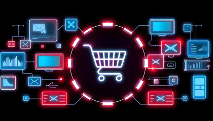 Fototapeta premium futuristic shopping cart icon digital commerce concept