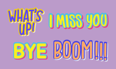 Comic Style Sound Effect Words Wow, Wham, Crash, and Oh Yeah Illustration

