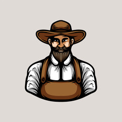 classic vintage farmer guy hand drawn coloring cartoon illustration design