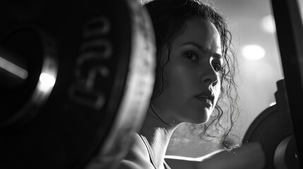 A woman lifting weights at the gym, showing strength and determination in her workout