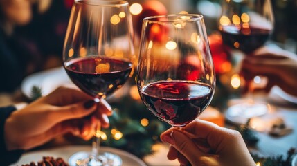 Festive gathering with non-alcoholic wine.