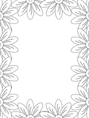 All these designs are hand-drawn and unique 
Flower Border Beautiful black and white illustration for adult coloring book,
This is a printable Beautiful Zentangle Coloring page for KDP Interior, POD p