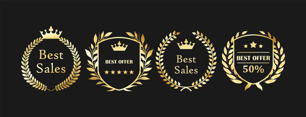 Golden Laurel Wreath Badges for Best Sales and Top Choices

