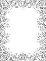All these designs are hand-drawn and unique 
Flower Border Beautiful black and white illustration for adult coloring book,
This is a printable Beautiful Zentangle Coloring page for KDP Interior, POD p