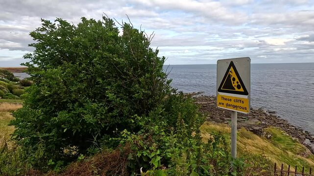Coastal Warning Sign Near Fife, Scotland
