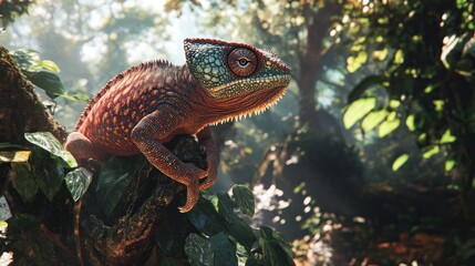 Chameleon in Tropical Rainforest