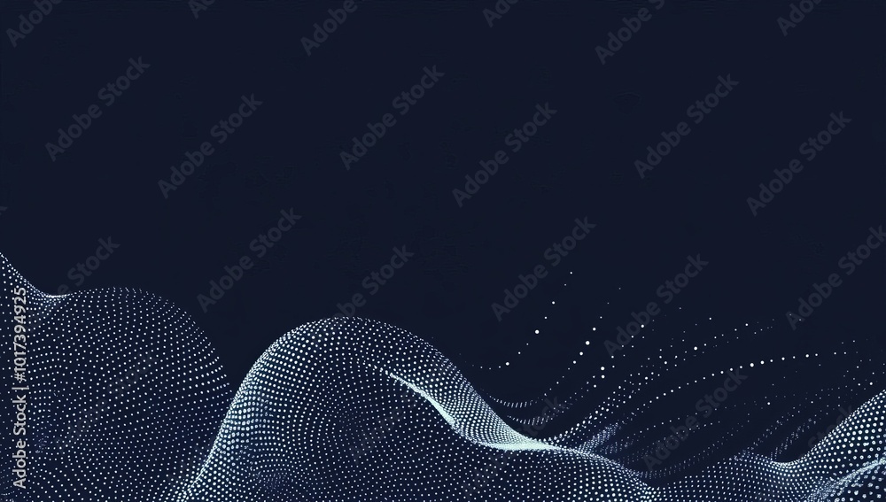 Poster Abstract blue background with white dots forming a wave pattern.