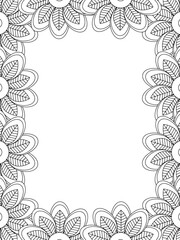 All these designs are hand-drawn and unique 
Flower Border Beautiful black and white illustration for adult coloring book,
This is a printable Beautiful Zentangle Coloring page for KDP Interior, POD p